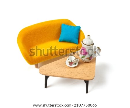 modern toy furniture isolated on white background