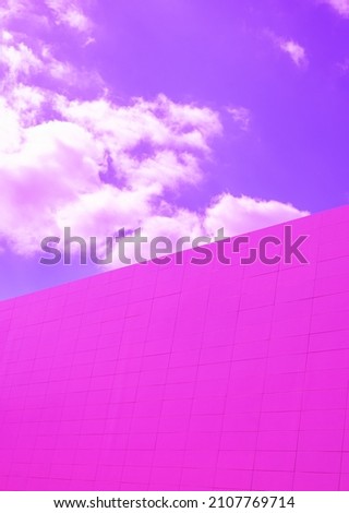 Minimalist wall and sky background.Architecture and geometry aesthetic. Trendy colours stylish wallpaper