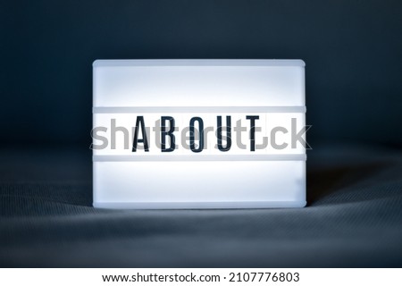 About word written on a customizable light panel 