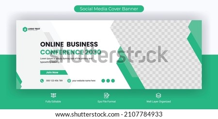 Online business conference social media post Facebook cover banner template