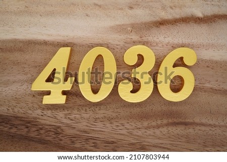 Golden Arabic numerals 4036 on a dark brown to white wood grain background.
