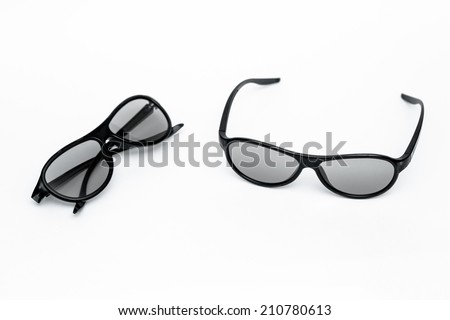 Passive black 3D glassed on isolated white background