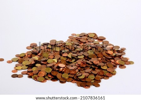 Coins background, euro coins, Euro cent coins, currency of European Union Royalty-Free Stock Photo #2107836161