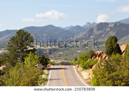Road in national park Garden of the Gods in Colorado, USA
