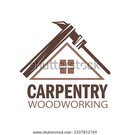 Vector logo of carpentry workshop and woodwork