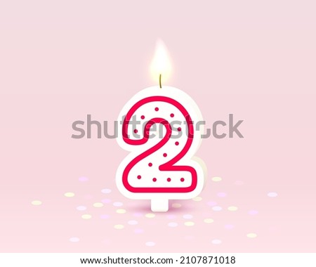 Happy Birthday years anniversary of the person birthday, Candle in the form of numbers two of the year. Vector illustration