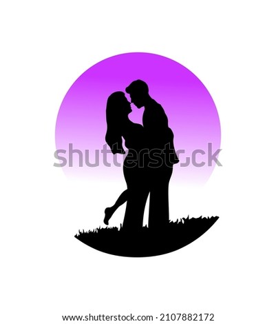 Couple love silhouette stock vector illustration
