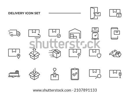 simple set of Delivery vector icons with editable line styles covering return, expedition, fast delivery and other. isolated on white background.  Royalty-Free Stock Photo #2107891133