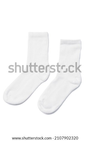 White cotton socks for design on white background Royalty-Free Stock Photo #2107902320