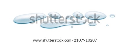Real image, Spilled water drop on the floor isolated with clipping path on white background.