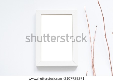 empty white photo frame mockup