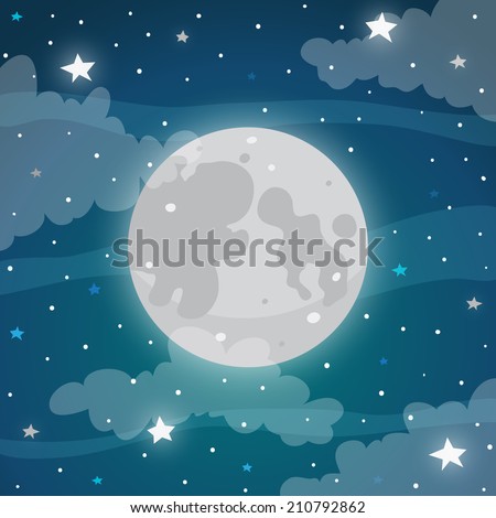 Moon at night, vector