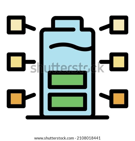 Eco battery icon. Outline eco battery vector icon color flat isolated