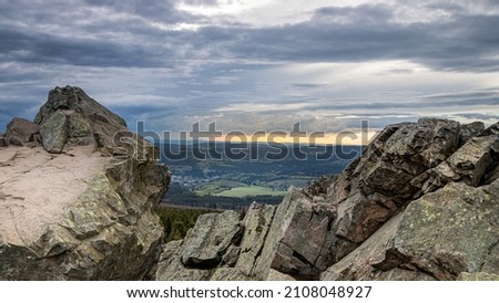 Summit Wolfswarthe in the Harz at sunset Royalty-Free Stock Photo #2108048927