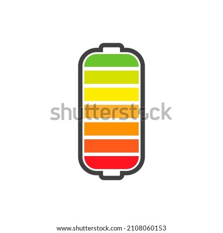 Fully charged battery smartphone. Charge level indicators. Vector icon isolated on white background