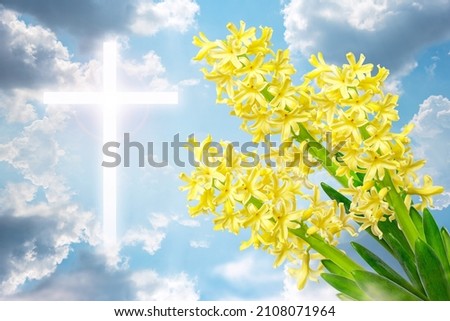 Background Easter. God's Cross to the Background of Heaven