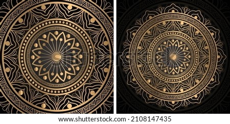 Luxury mandala design with golden ornaments in black background. Mandala for design and decoration, invitation, wedding card, Diwali, India, Indian, Arabic, Damask, Asian, Turkish