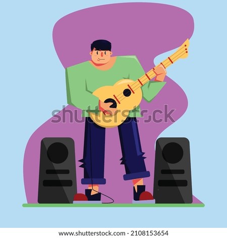 Flat design Person Guitar Character