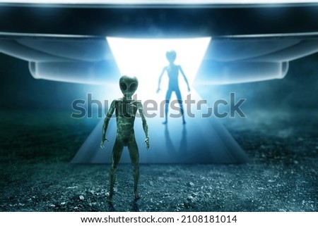 Aliens creature landing on earth Royalty-Free Stock Photo #2108181014