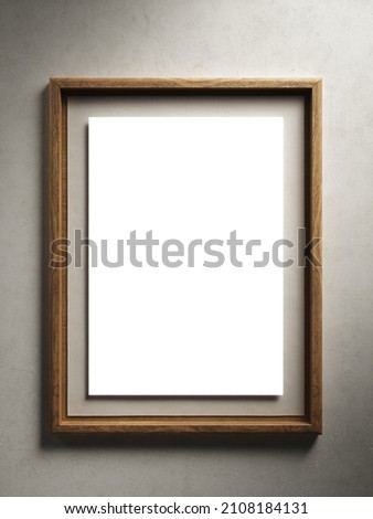 Wooden frame on white wall, Frame Mockup for Art Painting photograph blank, interior show art picture in gallery