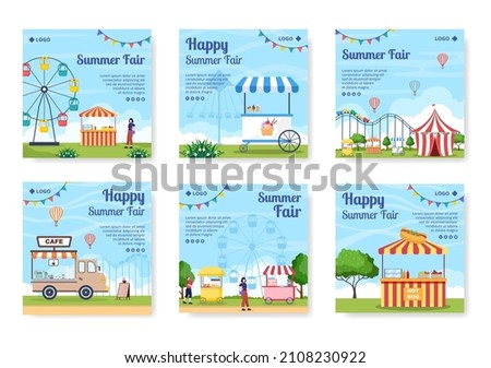 Summer Fair of Carnival, Circus, Fun Fair or Amusement Park Post Template Flat Illustration Editable of Square Background for Social Media Royalty-Free Stock Photo #2108230922