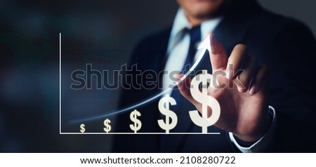 Inflation Concept With Businessman drawing Dollar Chart and increasing diagram of inflation rat.Inflation problems arising after the coronavirus pandemic Royalty-Free Stock Photo #2108280722