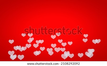 Transparent white hearts on a red festive background. With place for text.  3D render. Valentine's Day, February 14th. Royalty-Free Stock Photo #2108292092