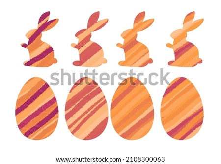 Easter rabbit and eggs set for stickers and kids and cards and posters and postcard and magazines and sales 