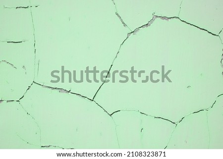 The surface of the old cracked wall is light green. With space to copy. High quality photo