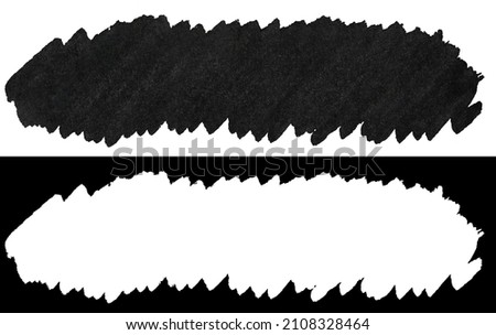 Stroke of black paint marker texture isolated on white background (alpha channel) for quick isolation.