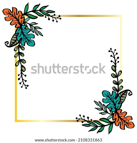 Beautiful floral frame illustration with leaves