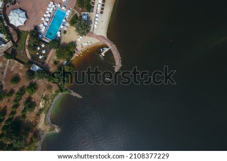 The pier. Small pier for boats. Aerial view.