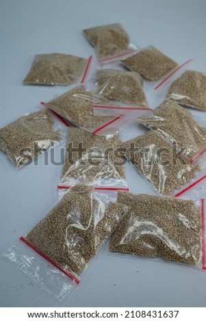 abate in small plastic packaging, medicine to eradicate mosquito larvae