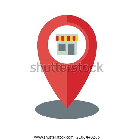 Street shop location icon. Flat illustration of street shop location vector icon isolated on white background