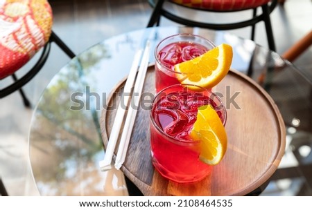 Red juice Tasty sweet freshmade refreshing summer  with oranges