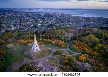 An aerial shot of the Killiney Hill, Dublin, Ireland