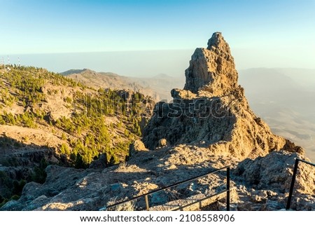 View from the highest peak of Gran Canaria called Pico de las nieves, Canary Islands, Spain