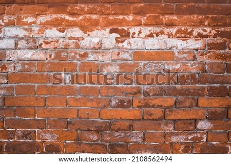 Background of dirty  red brick wall . Construction background 