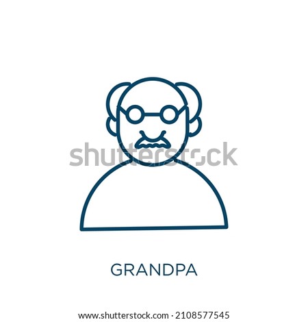 grandpa icon. Thin linear grandpa outline icon isolated on white background. Line vector grandpa sign, symbol for web and mobile