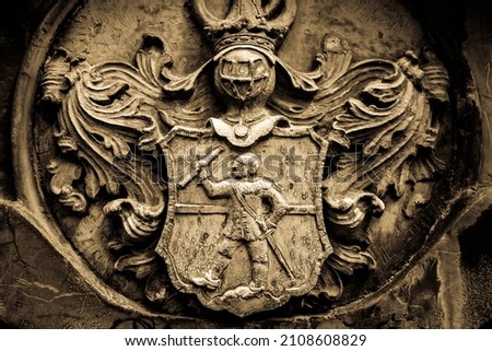 typical historic coat of arms - photo Royalty-Free Stock Photo #2108608829