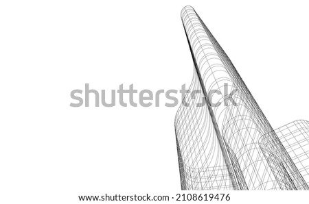 Modern architecture drawing vector illustration