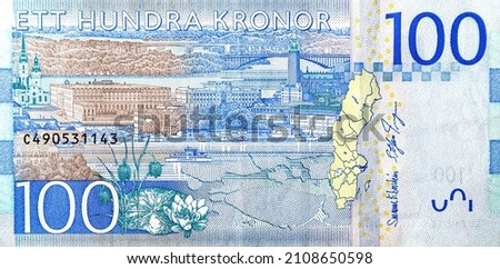 100 Swedish Krona banknotes (SEK), currency of Sweden Royalty-Free Stock Photo #2108650598