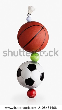 Close up Sports balls balancing