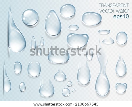 Realistic transparent water drops set. Rain drops on the glass. Isolated vector illustration Royalty-Free Stock Photo #2108667545