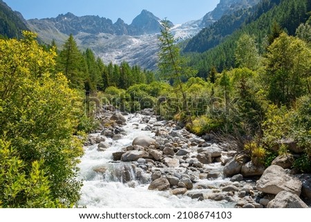 Idyllic Trient river and valley in Valais, Switzerland Royalty-Free Stock Photo #2108674103