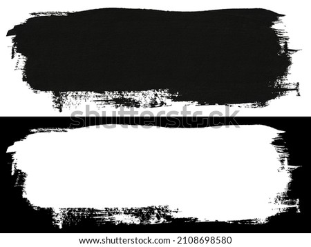 Stroke of black paint texture isolated on white background with clipping mask (alpha channel) for quick isolation.