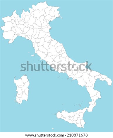 An large administrative map oif Italy with all provinces and communes. Royalty-Free Stock Photo #210871678