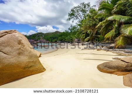 beautiful tropical beach anse badamier on curieuse island on the seychelles Royalty-Free Stock Photo #2108728121