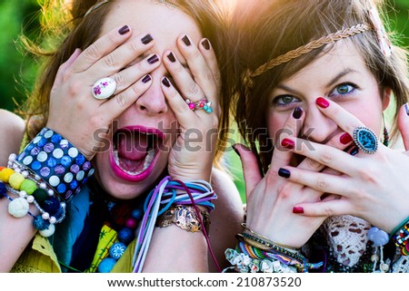 Festival people, facial expression Royalty-Free Stock Photo #210873520