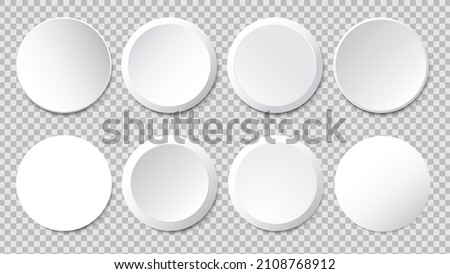White paper frames vector set. Blank round labels, banners, icons or stickers for your design Royalty-Free Stock Photo #2108768912